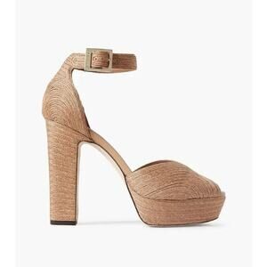 Jimmy Choo Delilah Raffia Platform Sandals - IT 41 Caramel